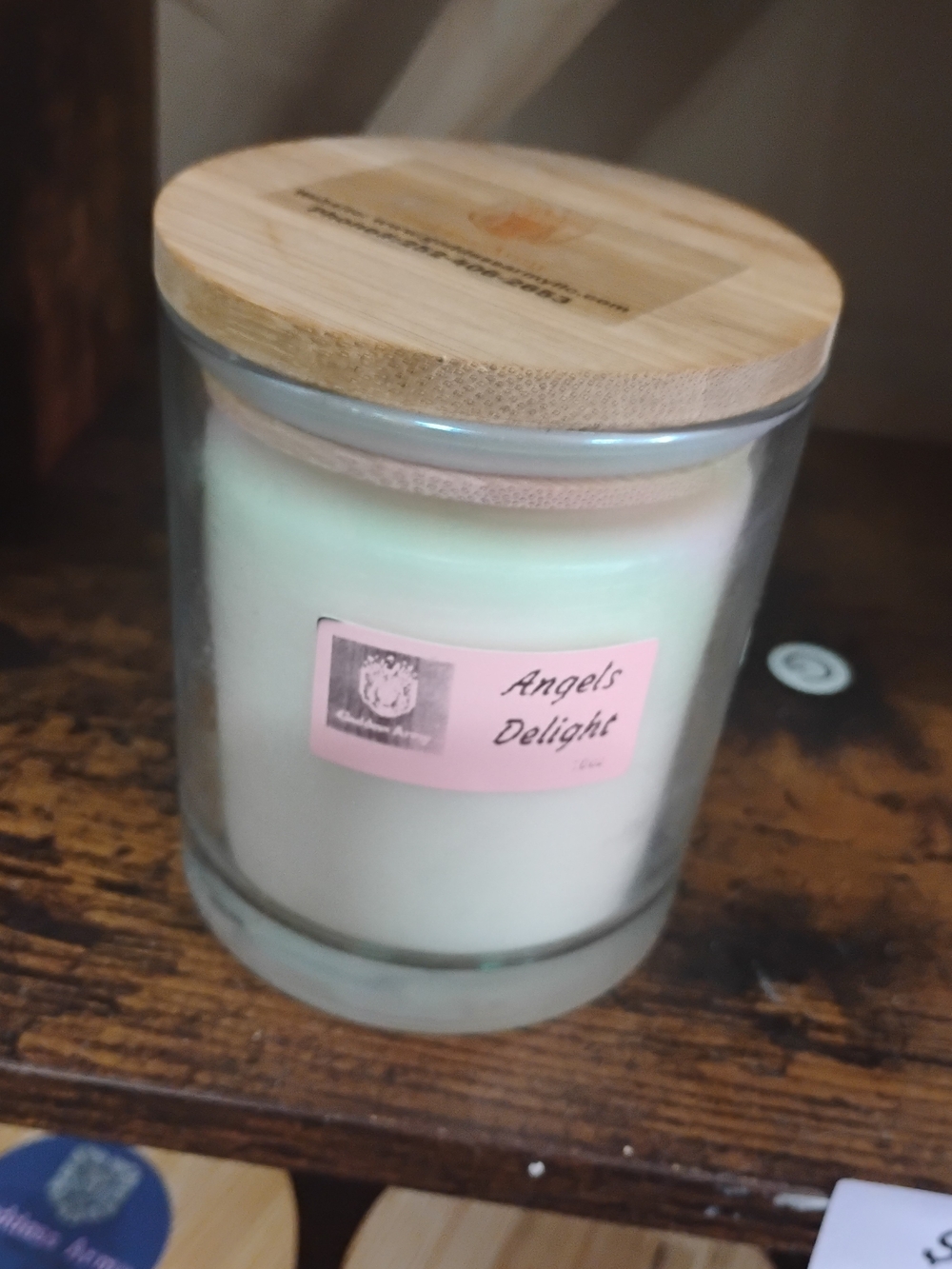 Scented Jar Candle with Natural Wood Lid - White